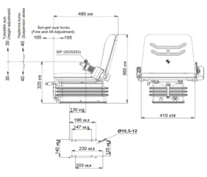 Alternative view of SP200/SM80X Mechanical Suspension Seat