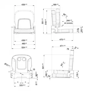 Alternative view of Fold up passenger seat