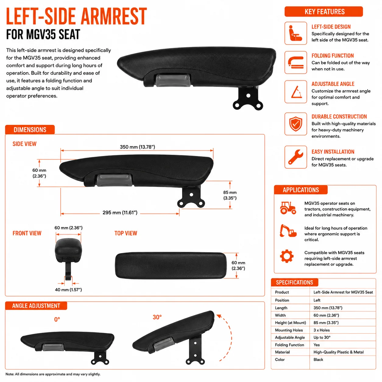 Deluxe for MGV35 armrest Left - Image 2